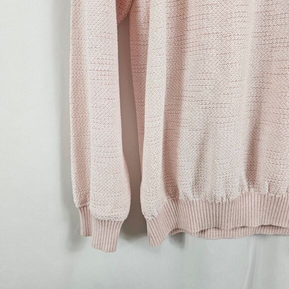 St. Croix Two Tone Texture V-Neck Sweater in Pink - Size L - Picture 6 of 10